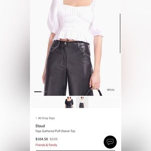 STAUD Faye Gathered Puff-Sleeve Top Size 4 NWT